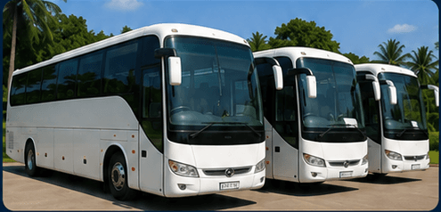 Luxury coach fleet operated by Aavurton Travels & Tours Ltd in Sri Lanka